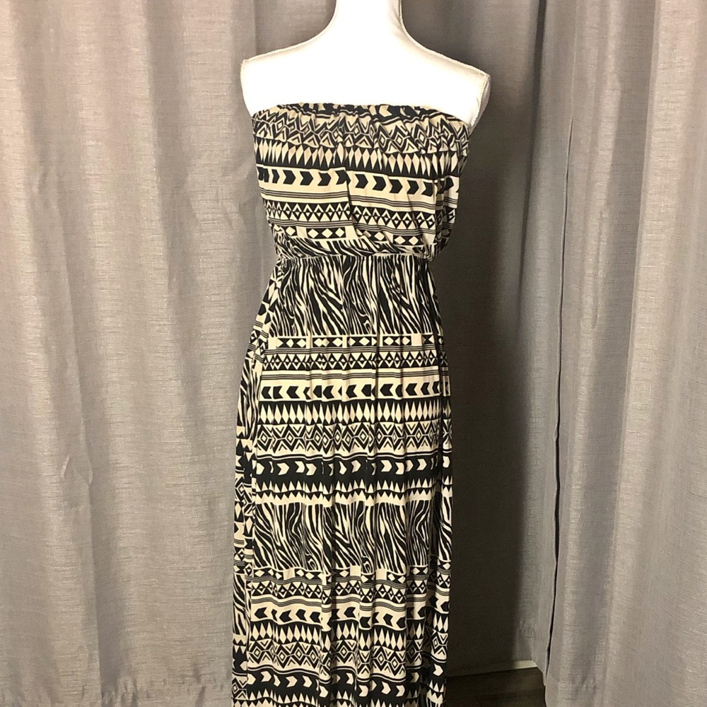 Windsor Brown & Black Strapless Long Dress